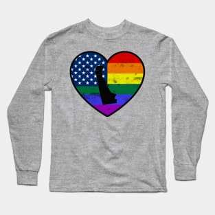 Delaware United States Gay Pride Flag Heart Long Sleeve T-Shirt